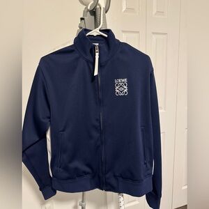 Authentic Loewe tracksuit Dark Blue Jacket with White Zipper